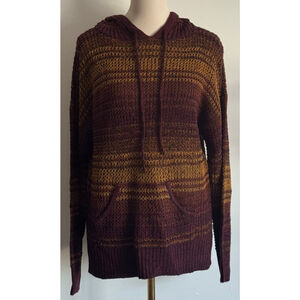 Women's Full Circle Trends Burgundy Gold Striped Hoodie L
